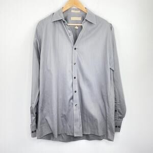 Michael Michael Kors Grey Button Down Shirt Business Dress Mens Size Large